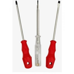 Ergonomik 3lü Tornavida Seti, 20 cm, Çift Uçlu ve Kontrol Kalemi