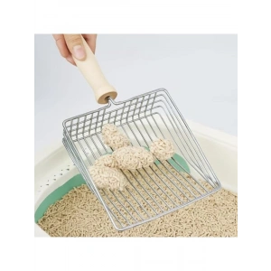 Ergonomik Saplı Metal Kedi Kumu Küreği, Ahşap Saplı