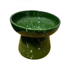 Ergonomik Yüksek Seramik Mama ve Su Kabı, 14 cm Yükseklik, Yeşil