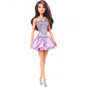 Esmer Barbie Bebek, Mor Metalik Elbise ve Aksesuarlar