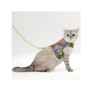 Etnik Yeşil Renkli Kedi ve Küçük Köpek Gezdirme Tasması