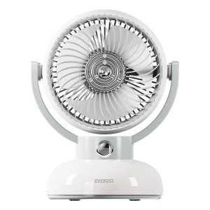 Everest EFN12 Krem 1200MAH 3 Hız Kademe LED Işıklı Retro Masaüstü USB Fan