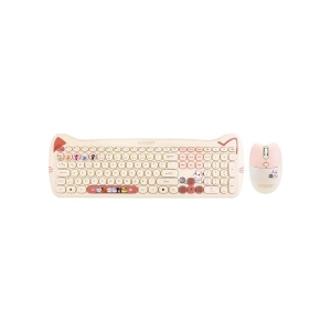 Everest KM-6283 CATTY Renkli Tuşlu Sarı Kablosuz Q Multimedia Klavye + Mouse + Pad Set