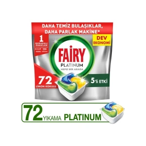 Fairy Platinum Bulaşık Makinesi Deterjanı Tableti / Kapsülü Limon Kokulu 72 Yıkama