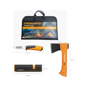 Fiskars Fireplace Set Parçalama Baltası Xxs-X5 + Bileyicili Ağır İş Bıçağı + Balta ve Bıçak Bileyici