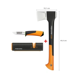 Fiskars Yarma Baltası S-X11 + Bileyicili Ağır İş Bıçağı + Balta ve Bıçak Bileyici