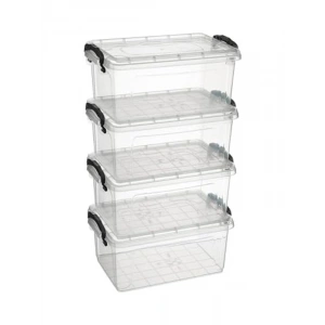 Kapaklı Şeffaf Saklama Kabı Seti, 4 Adet, 5 Lt, 31x20x14 cm