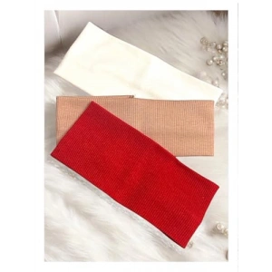 Fitilli Saç Bandı Seti - 3 Adet (Kırmızı, Beyaz, Bej)