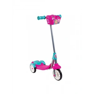 Frenli Sepetli Pembe Çocuk Scooter, 3 Tekerlekli Güvenli Tasarım