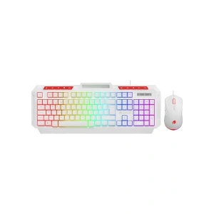 Gamebooster Knight KM-11W Rainbow Aydınlatmalı Kablolu Oyuncu Klavye & Rgb Mouse Set - Beyaz