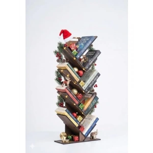 Geometrik Tasarımlı 8 Raflı Ağaç Kitaplık