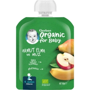 Gerber Organik Elmalı ve Muzlu Armut Püresi 90 gr