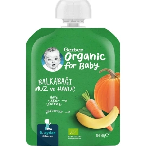 Gerber Organik Muzlu Havuçlu Bal Kabağı Püresi 90 gr