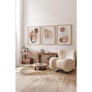 Gerçek Ahşap Çerçeveli 3 Parça 3D Poster Tablo Seti