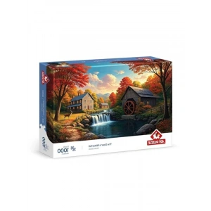 Geyikli Şelale Temalı 1000 Parça Puzzle, Eğlenceli Zeka Oyunu