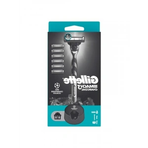 Gillette Mach3 Charcoal Tıraş Makinesi + 5 Adet Yedek Tıraş Bıçağı + Premium Stand Hediyeli Peket