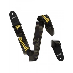 Gitar Kayışı, Siyah ve Sarı Logolar ile Tasarım