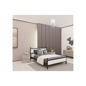 GM 305 MODERN ÇİFT KİŞİLİK AHŞAP METAL SİYAH BEYAZ KARYOLA 140X190
