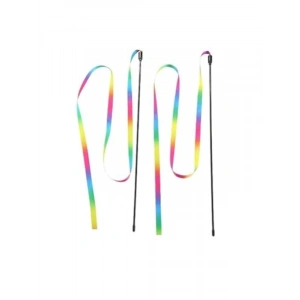 Gökkuşağı Kumaşlı Olta Kedi Oyuncağı - 40 cm