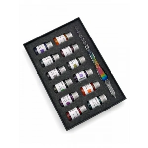 Gökkuşağı Renklerde Kaligrafi Seti, 12 Renk Mürekkep ile