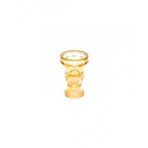 Gold Detaylı Amber Kristal Cam Şamdan Mumluk