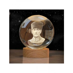 Göz Yormayan Işıklı Cam Küre - Ahşap Stand ile