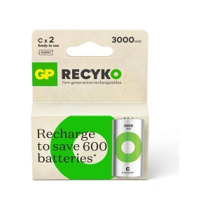 Gp Batteries Recyko 3000 C Boy Ni-Mh Şarjlı Pil, 1.2 Volt, 2li Kart