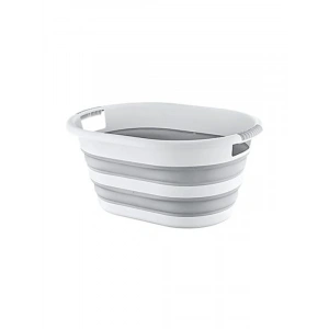 Gri Beyaz Ergonomik Katlanabilir Çamaşır Sepeti, 25 Litre