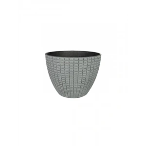 Gri Desenli 22 cm Çapında Plastik Saksı