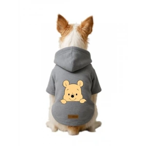 Gri Renk Kapüşonlu Kedi ve Köpek Kıyafeti - XL Boy