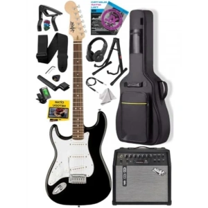 Gül Renkli Elektro Gitar Seti: 50W Amfili