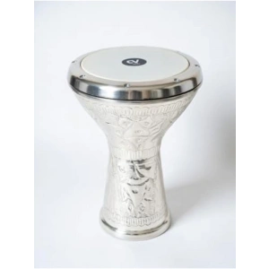 Gümüş Renkli El Yapımı Alüminyum Darbuka, Taşıma Kılıfı Dahil