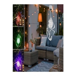 Güneş Enerjili Renkli LED Işıklı Spiral Rüzgar Gülü Lamba