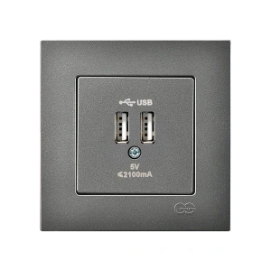 Günsan Elektrik Eqona Füme 2 USB Çıkışlı Şarj Prizi 5V 2.1A