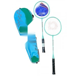 Hafif Alüminyum ve Çelik Badminton Raket Seti - Turkuaz