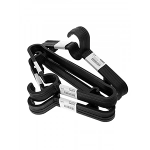 Hafif Plastik Elbise Askısı Seti - 30lu Siyah Set, 39 cm