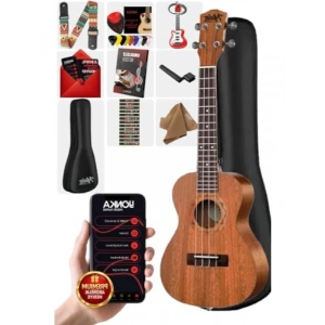Hakiki Ağaç Tenör Ukulele Çantası ve Aksesuar Seti