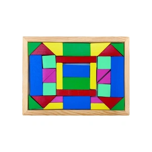 Hamaha Eğitici Ahşap Oyuncak | Renkli Geometrik Şekiller Blok Seti