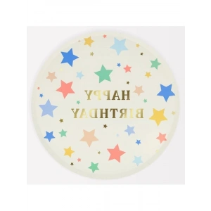 - Happy Birthday Stars Dinner Plates - Happy Birthday Yıldızlar Tabalar (L) (x8)