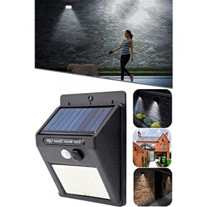 Hareket Sensörlü Güneş Enerjili Su Geçirmez Duvar Lambası, 20 LED ile Aydınlatma Sağlar