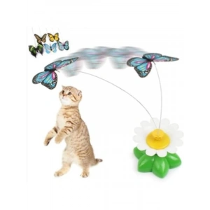 Hareketli Dönen Kelebek Kedi Oyuncağı, Pille Çalışan
