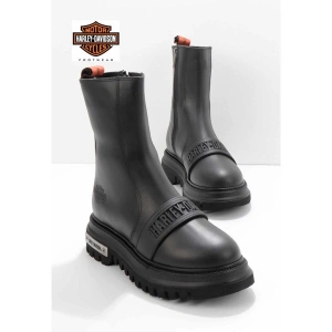 Harley Davidson Black Leather Kadın Bot Bootie Deri HD0777054903 Şık Tasarım