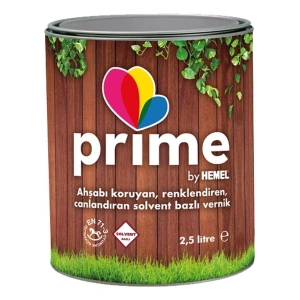 Hemel Prime Solvent Bazlı Renkli Ahşap Vernik - 2,5 Lt Burma