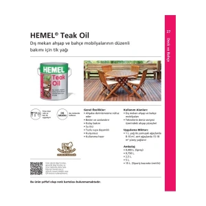 Hemel Teak Oil Yağ Teak Yağı 0,75 Lt