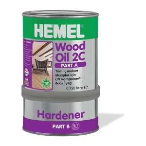 HEMEL Wood Oil 2c-Ahşaplar Için Çift Komponentli Yağ-Dark Oak 0,900 Lt