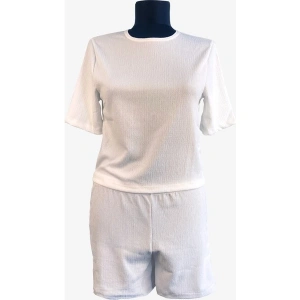 Herita Crop Pijama Sort Takim Beyaz Desenli