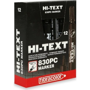 Hi-Text Permanent 830PC Kesik Uçlu Siyah Markör Kalem 12li