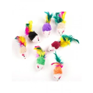 Hışırtılı Tüylü Mini Fare Kedi Oyuncağı - 4 Adet