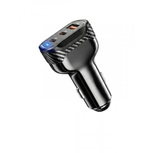 Hızlı Şarj Destekli Araç Çakmaklığı, 2x Type-C ve 1x USB Girişi ile 3A Güç