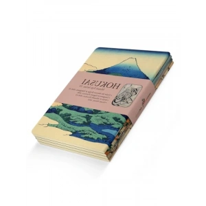 Hokusai Temalı A5 4lü Çizgisiz Defter Seti, 256 Sayfa, Esnek Kapak